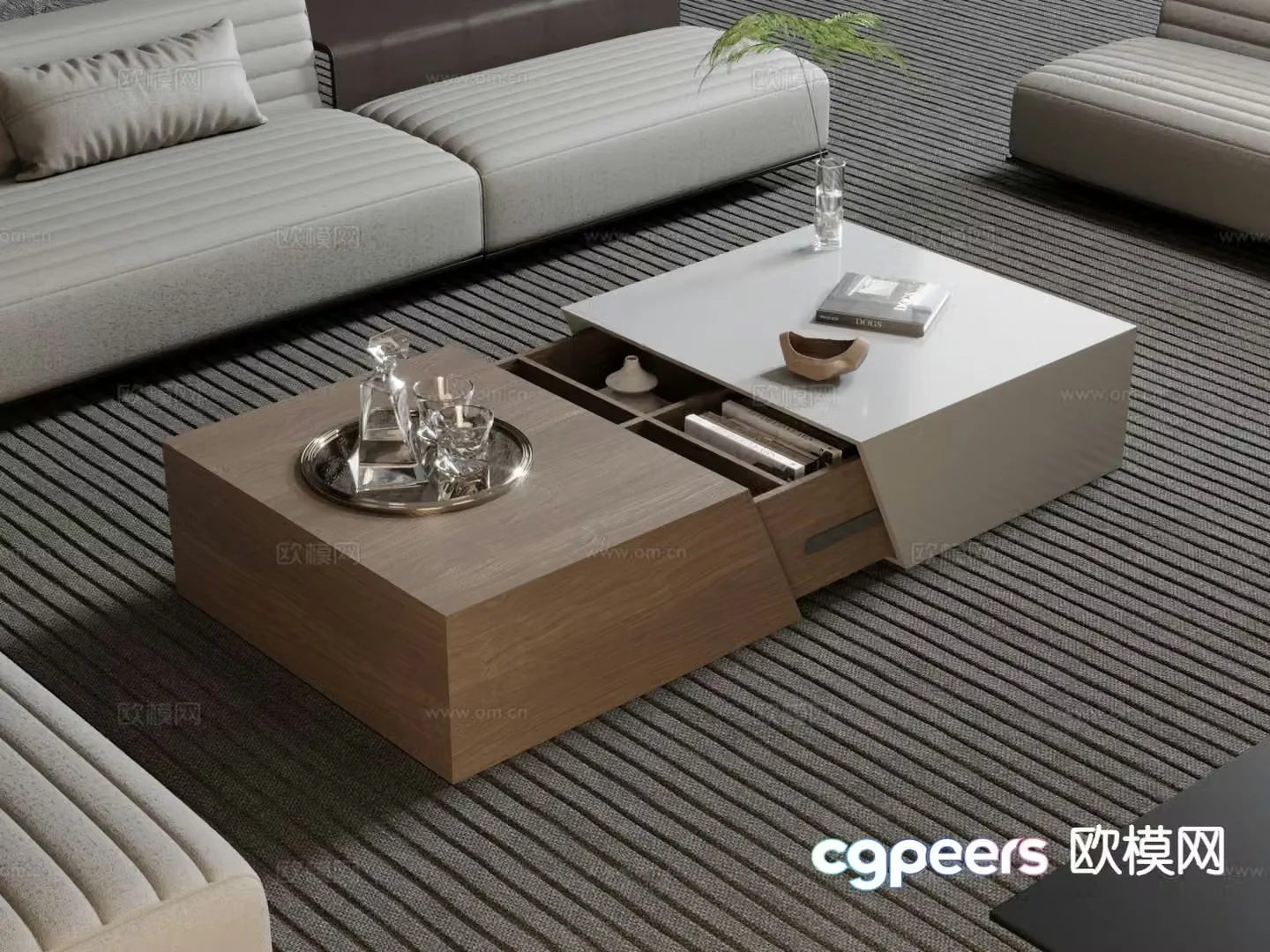 Modern double coffee table 3d model