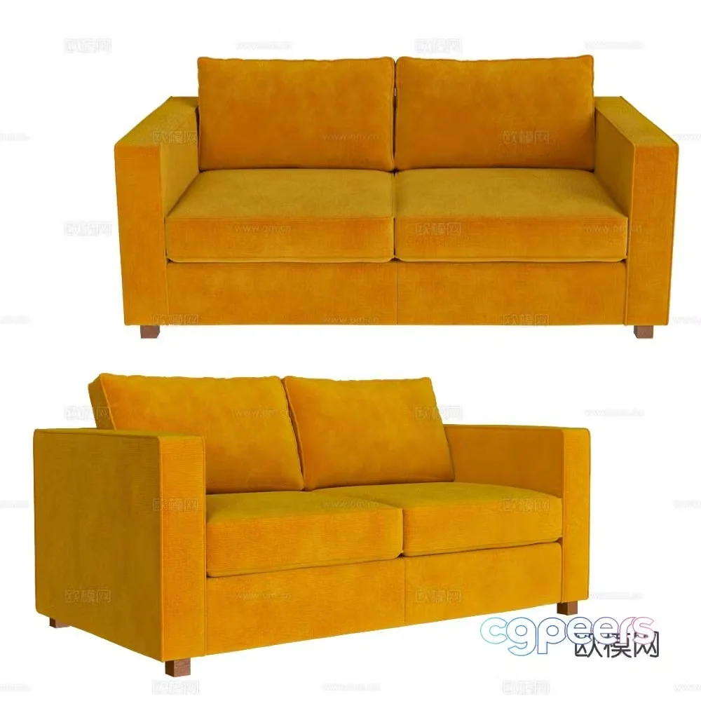 Scandic double sofa velvet sofa 3d model