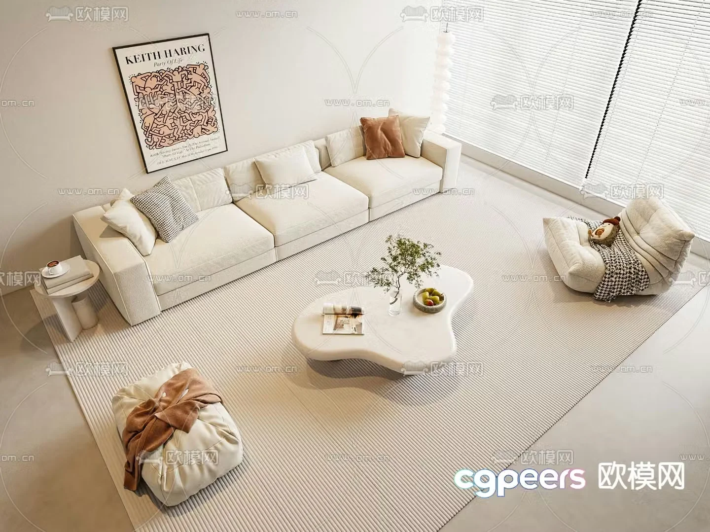 multi-person sofa sofa combination 3d model