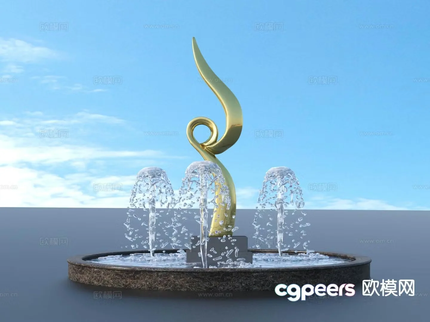 Urban Sculpture Waterscape Sketch Landscape Sculpture 3D Model