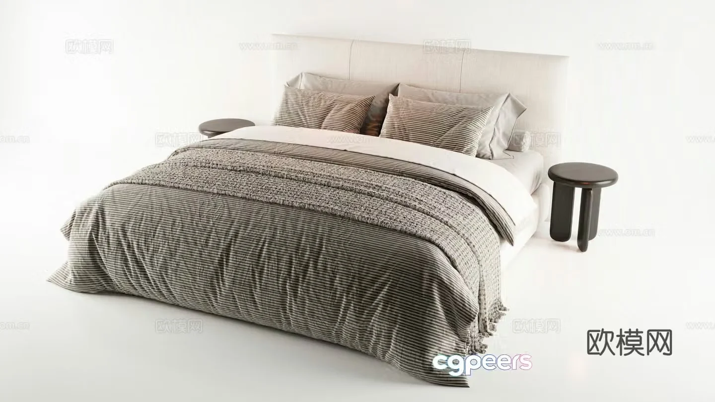 Double bed Master bedroom Single bed Bedroom 3d model