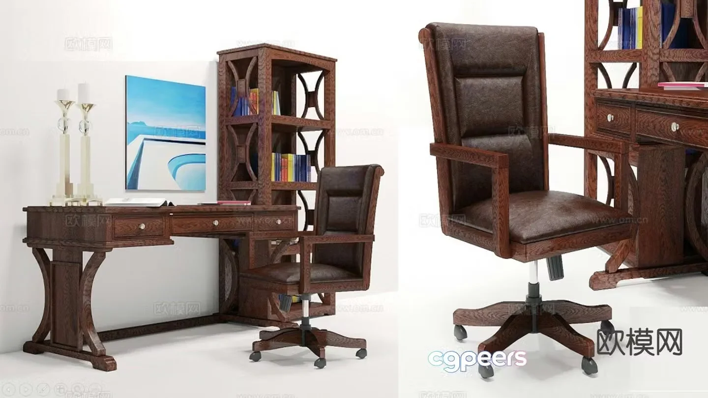 American desk desk 3d model