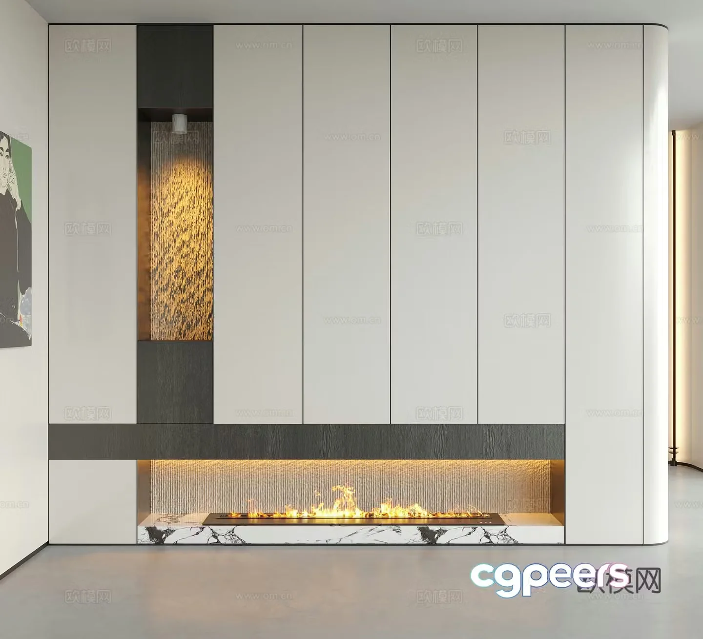 Modern decorative entrance door fireplace 3d model