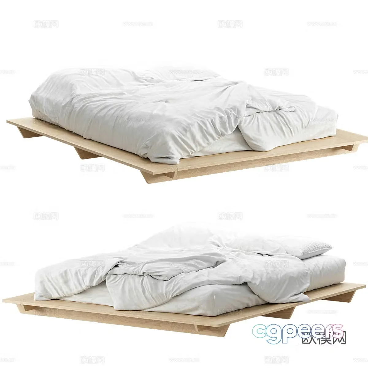 Background double bed 3d model