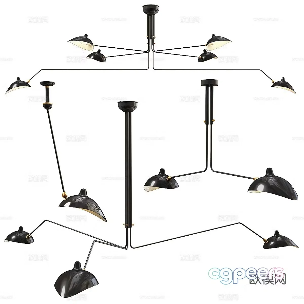 Modern Italian metal decorative chandelier 3d model