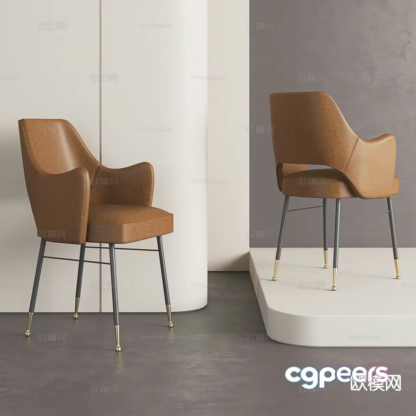 Italian leather chair single chair dining chair 3d model