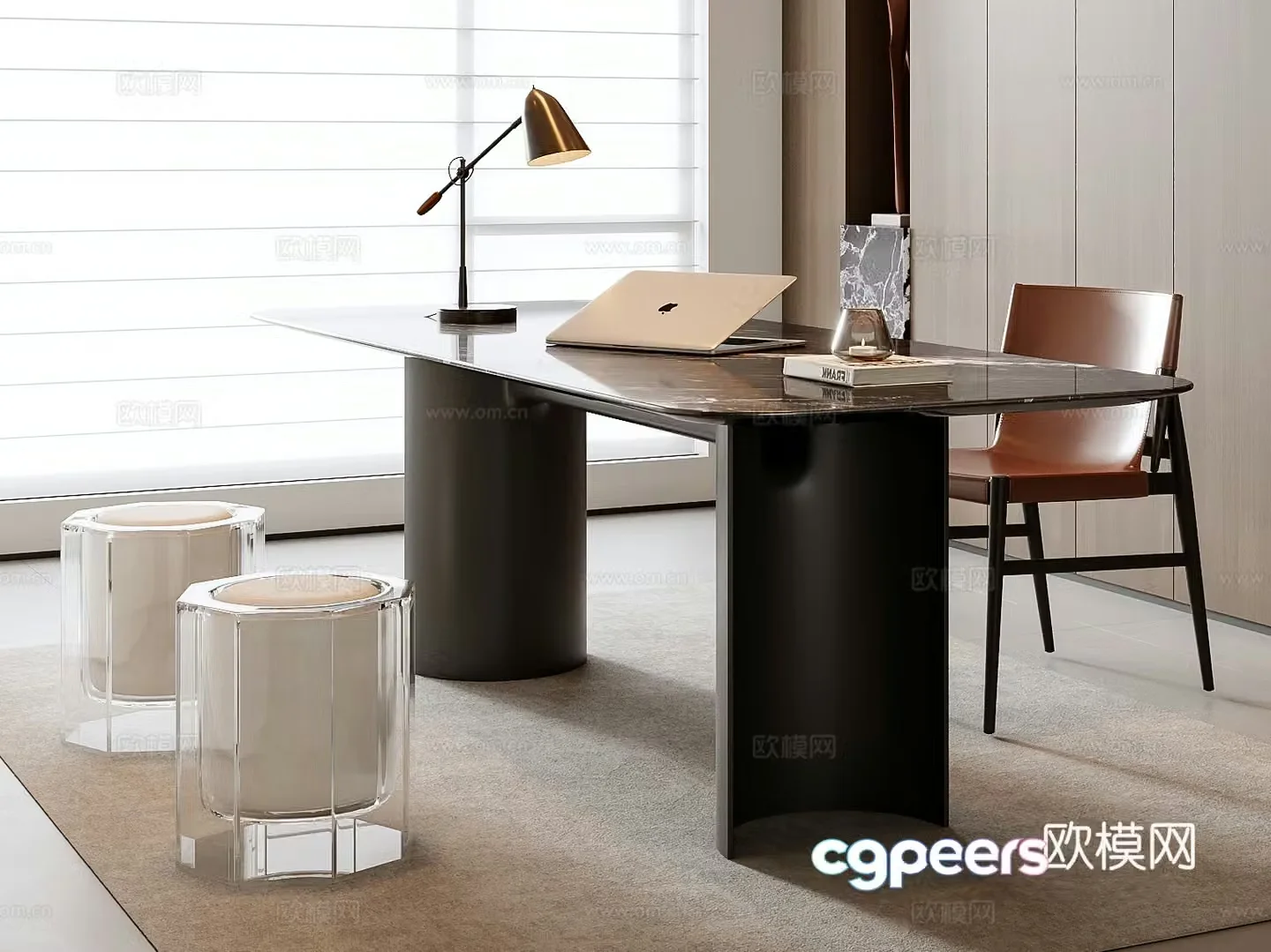 Italian desk and chair combination 3D model
