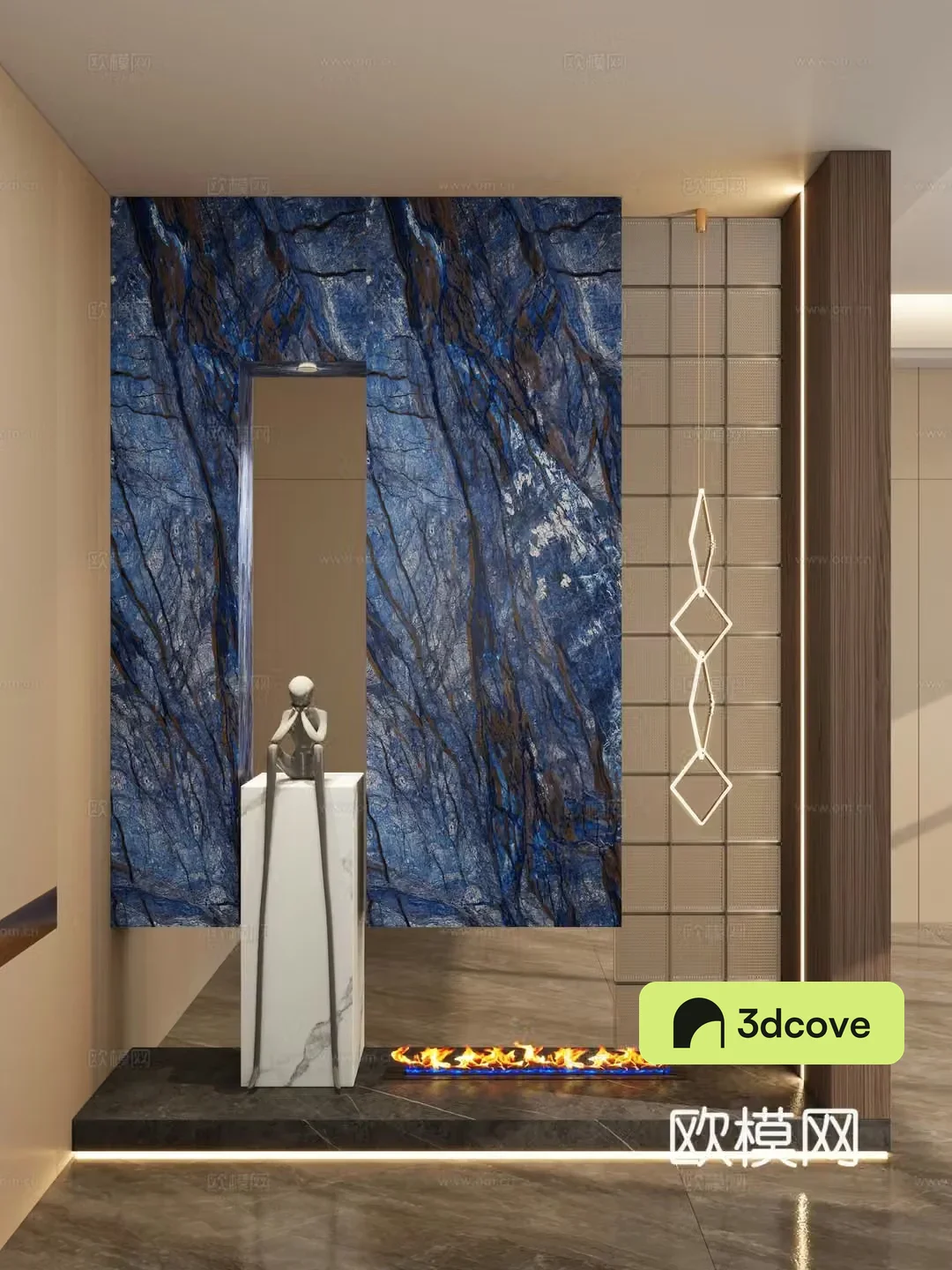 Light luxury flame fireplace entrance partition entrance hall