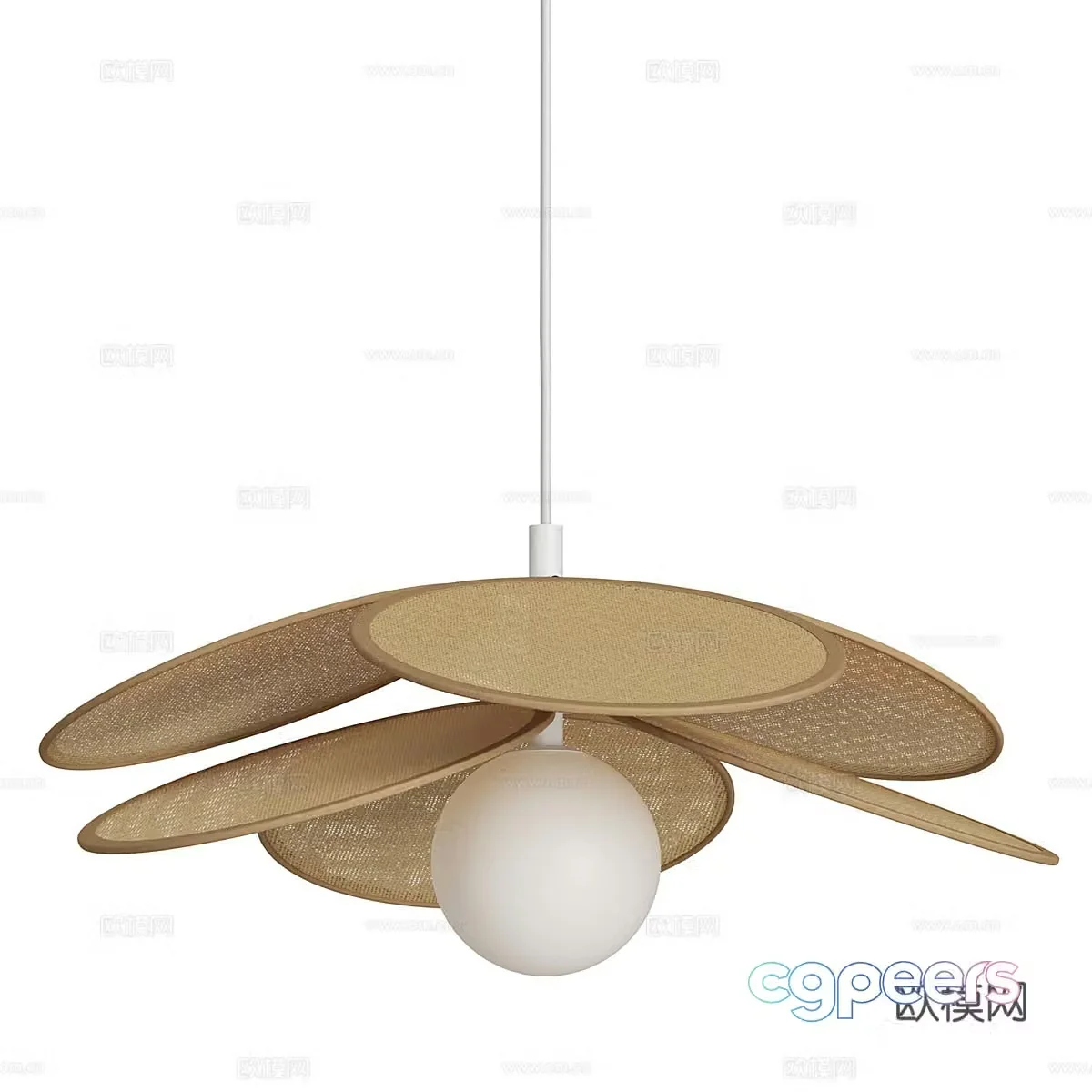 New Chinese rattan chandelier 3D model