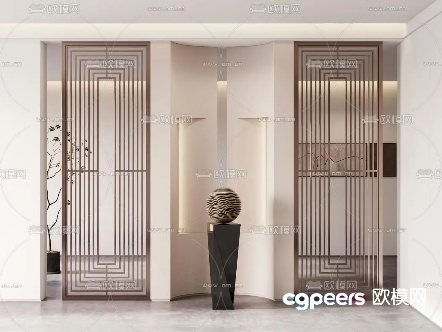 Entrance screen hollow partition 3D model