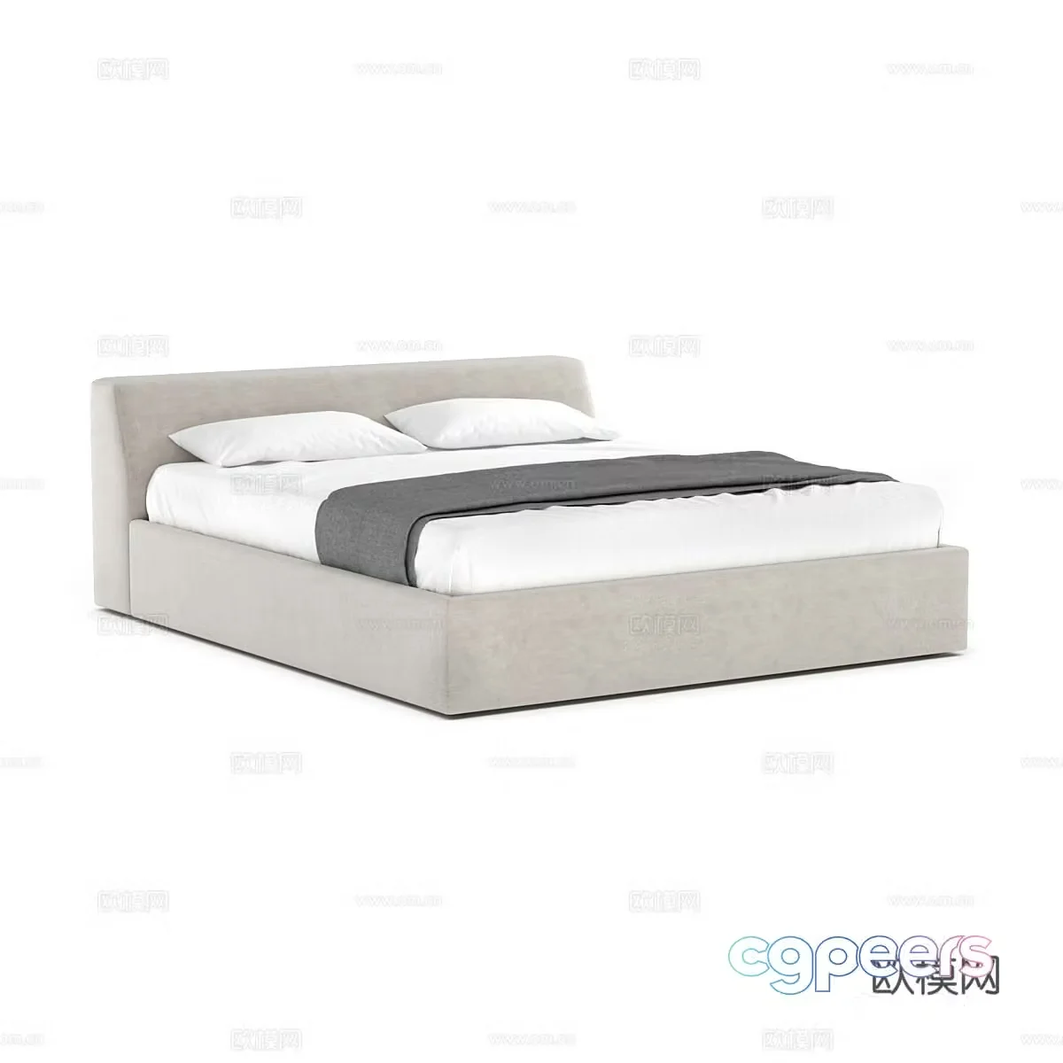 Modern simple double bed Double bed Simple double bed Bedroom bed Pillow 3D model