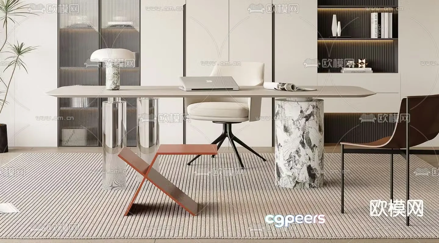 Modern desk computer desk study table 3d model