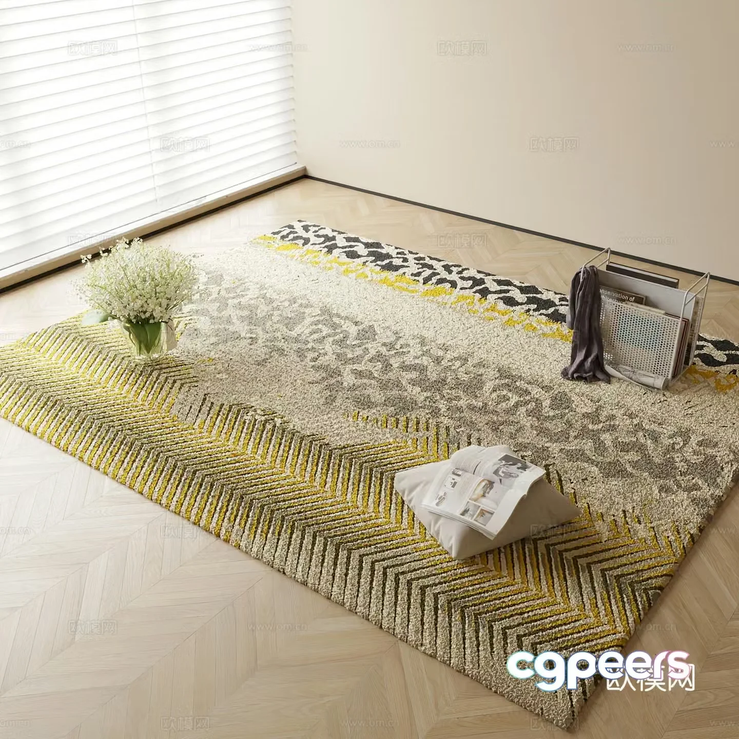 Modern carpet square rug 3d model