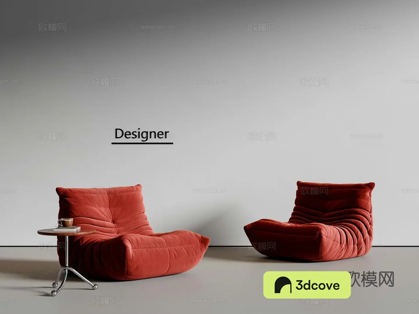 Middle-aged lazy sofa fabric sofa 3D model