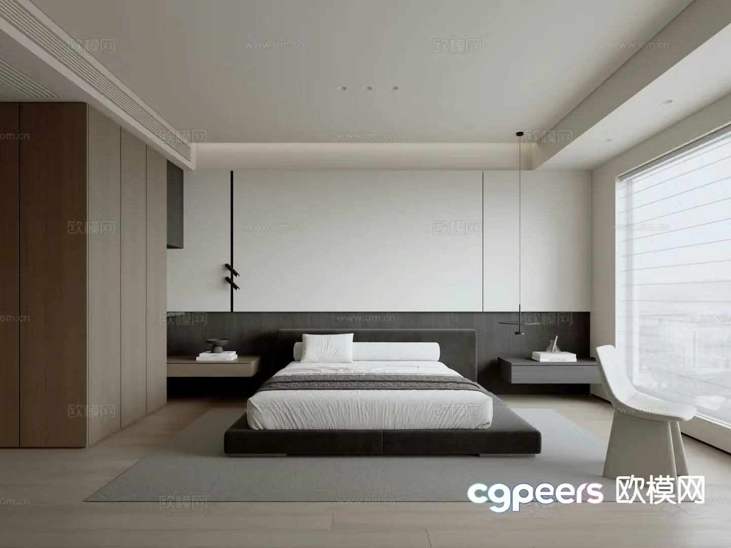 Modern minimalist bedroom master bedroom 3d model