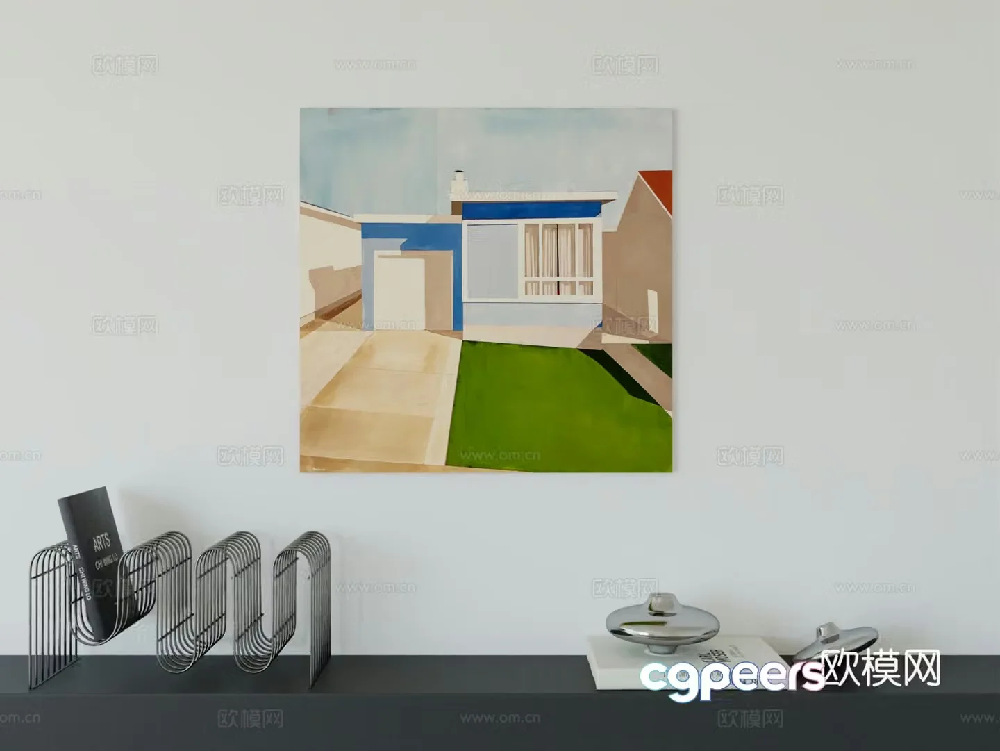 Modern minimalist hanging painting Bauhaus art hanging painting 3d model