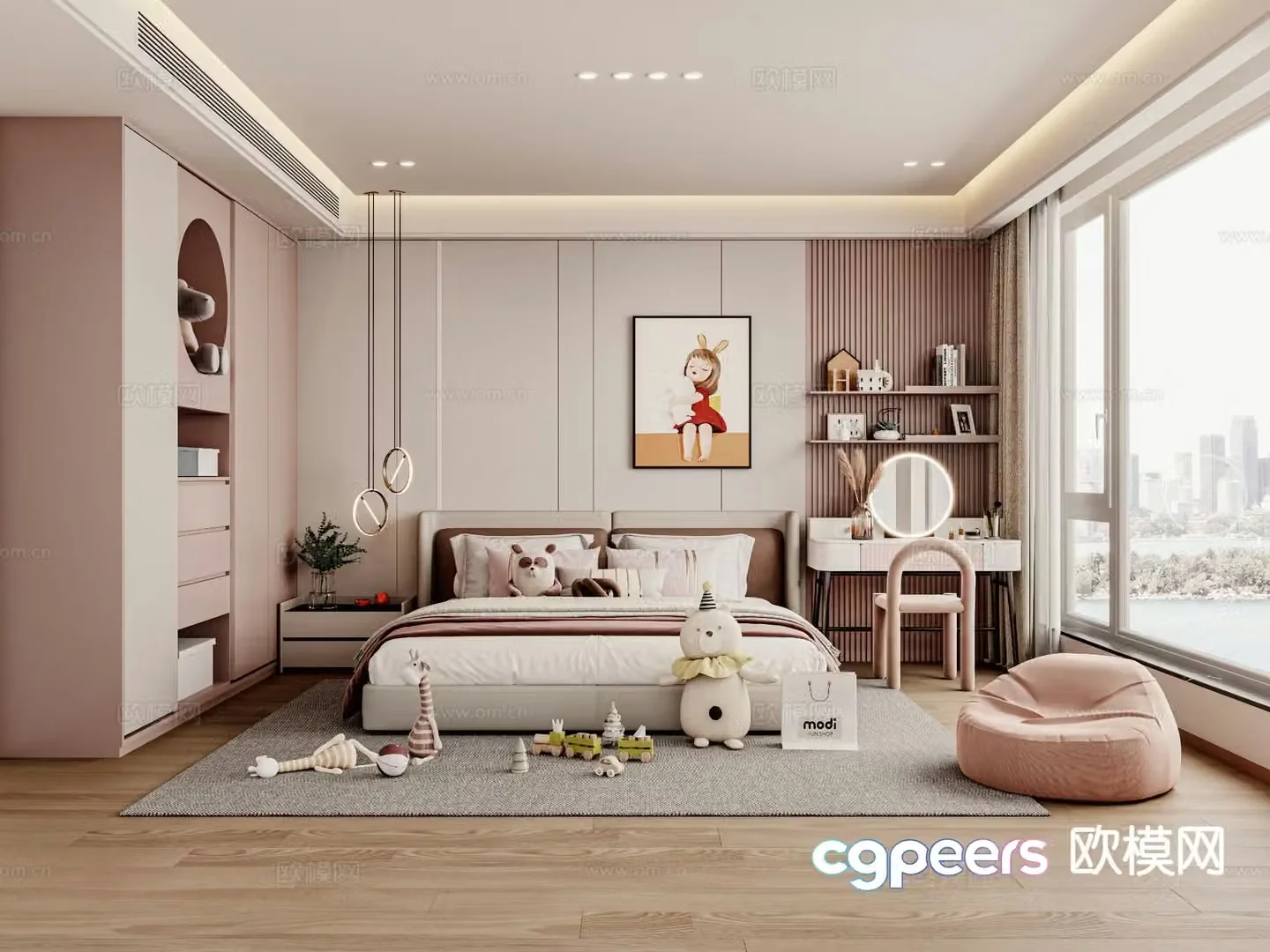 Cream style children’s room kid’s room girl’s room 3D model