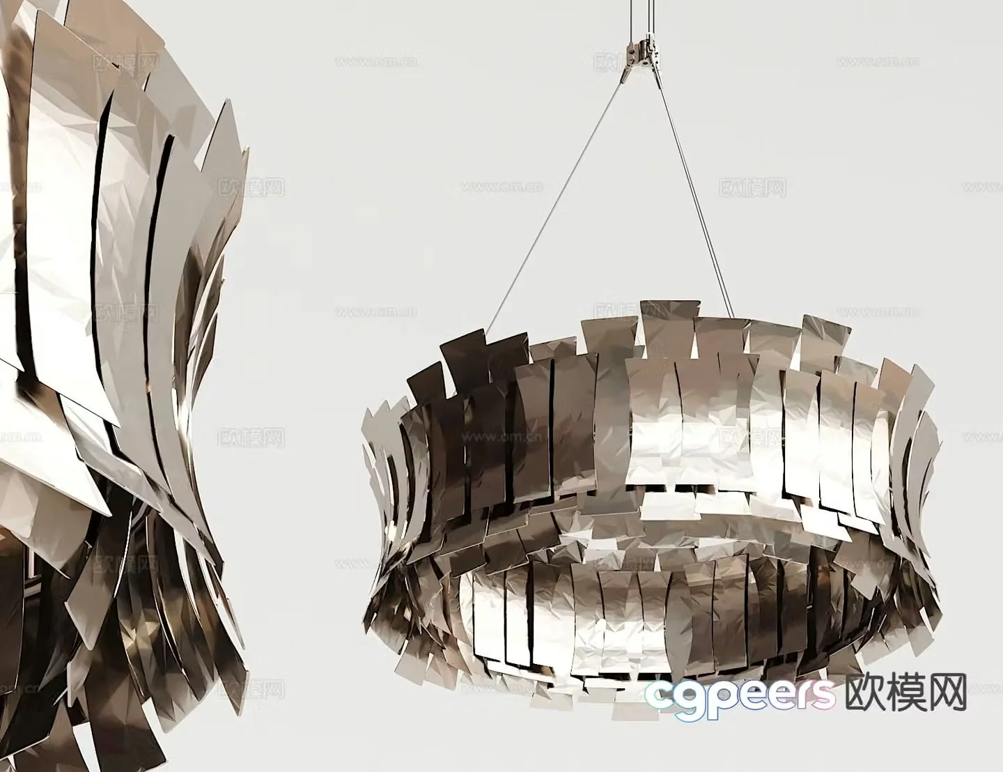Modern metal chandelier 3d model