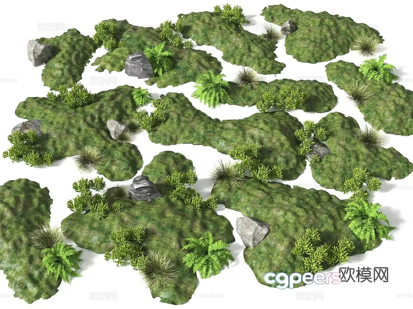 Modern courtyard micro-terrain grass slope hill bun soil slope pile mountain terrain park micro-terrain 3D model