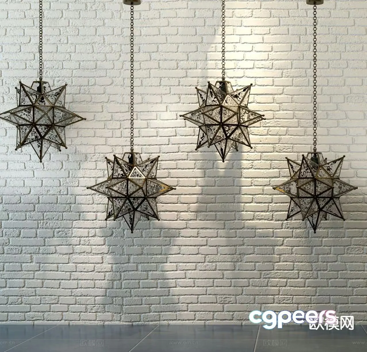 Industrial style chandelier star chandelier 3d model