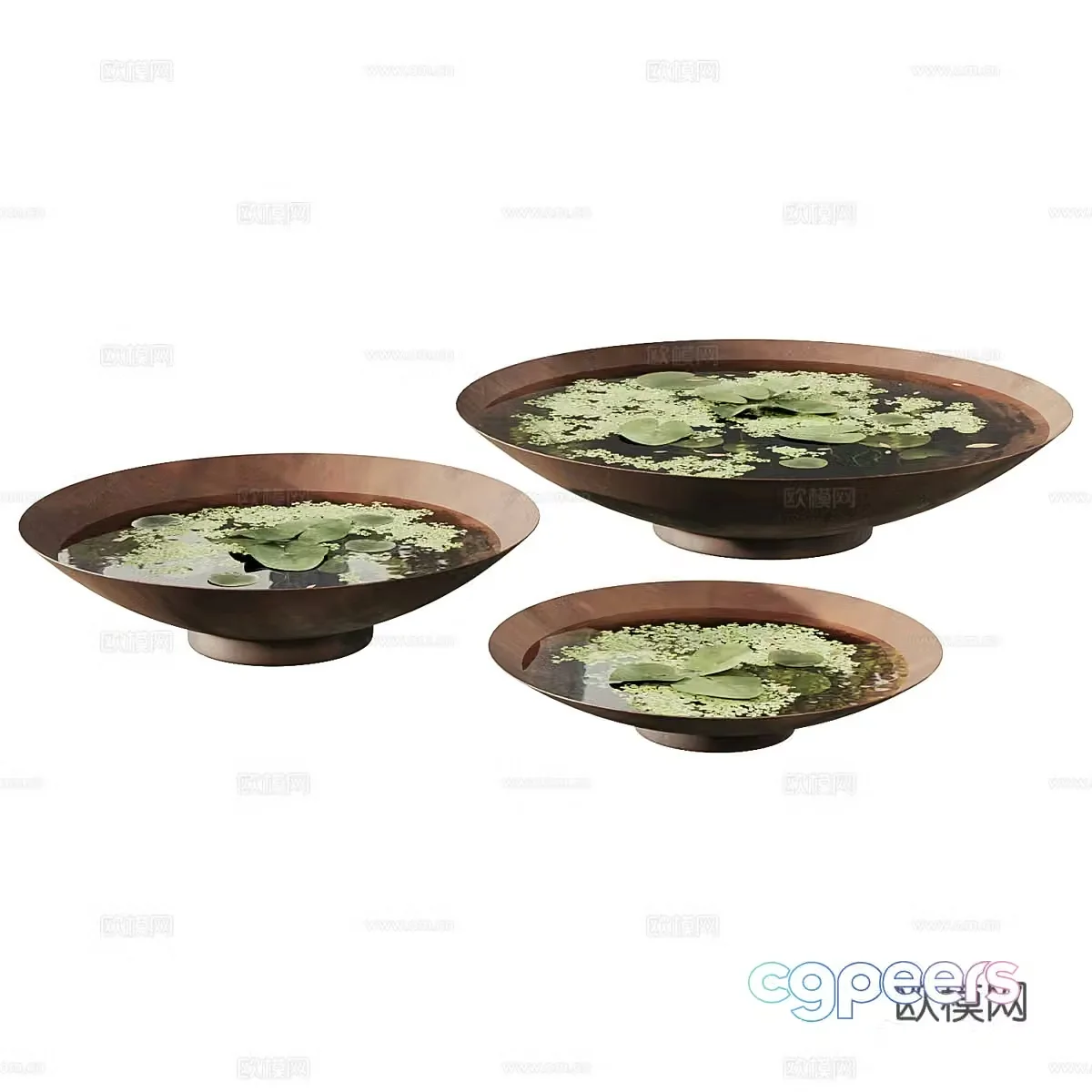 New Chinese-style garden pond flower pond water lily duckweed 3D model