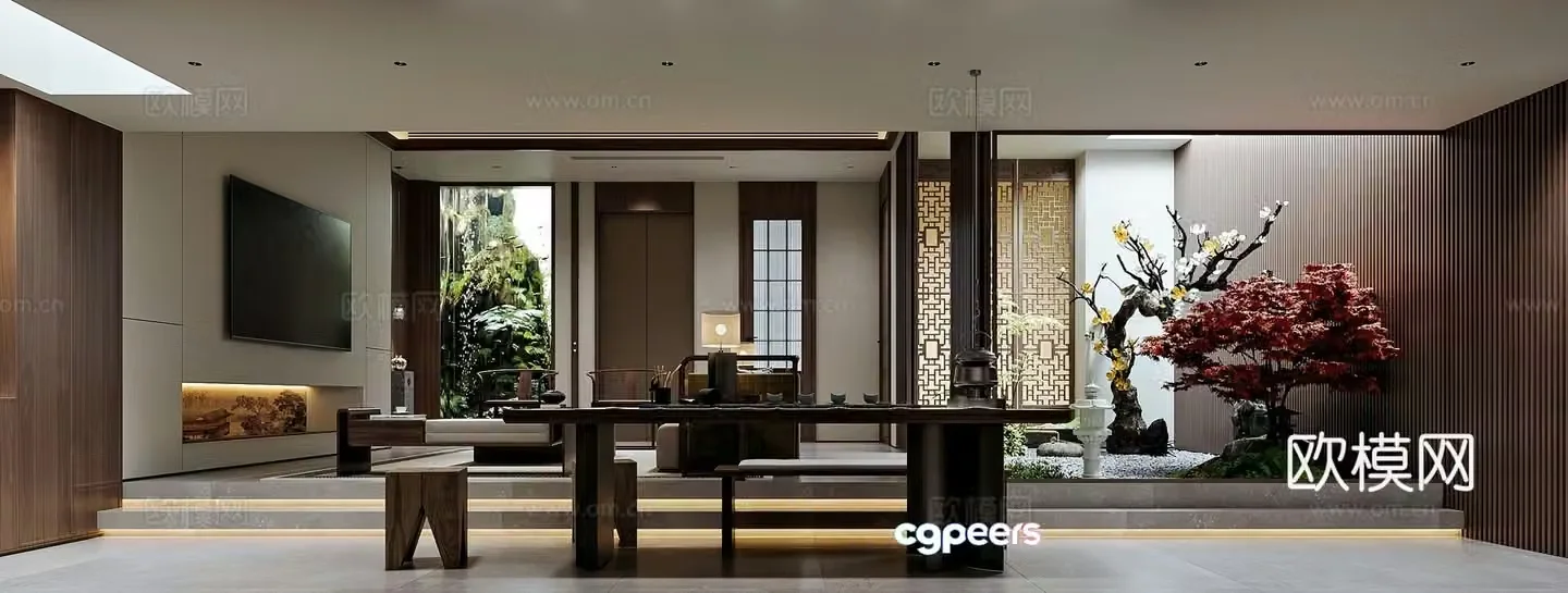 New Chinese style home living room villa living room 3D model