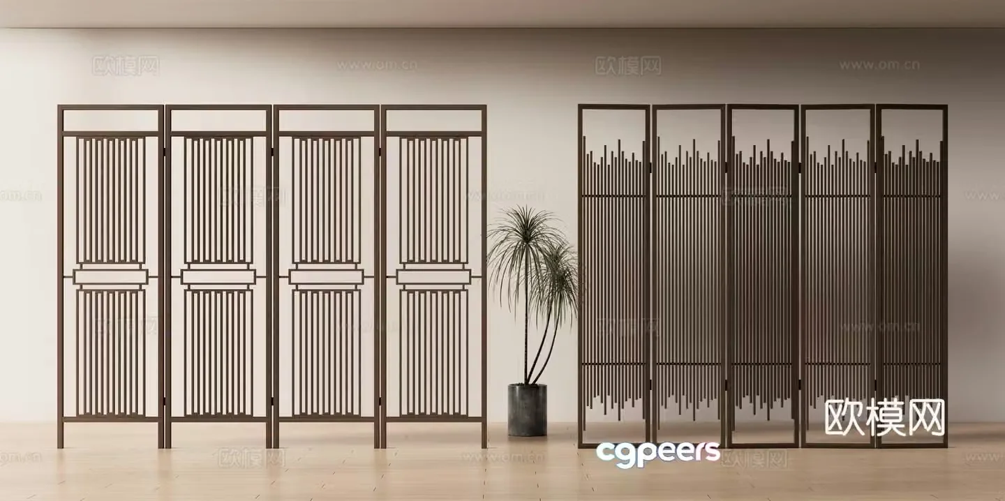 New Chinese style screen partition 3D model