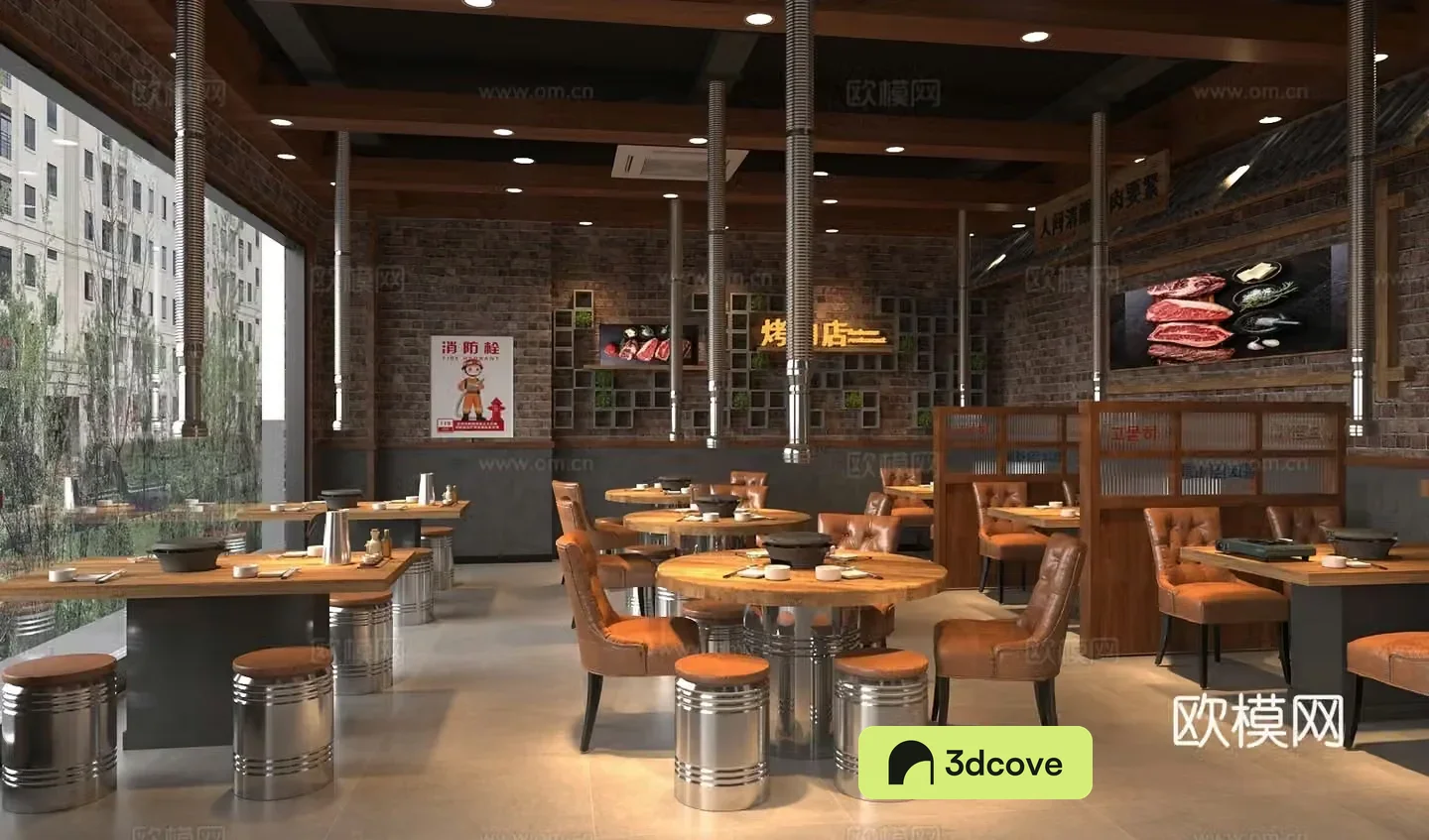 Industrial style barbecue restaurant