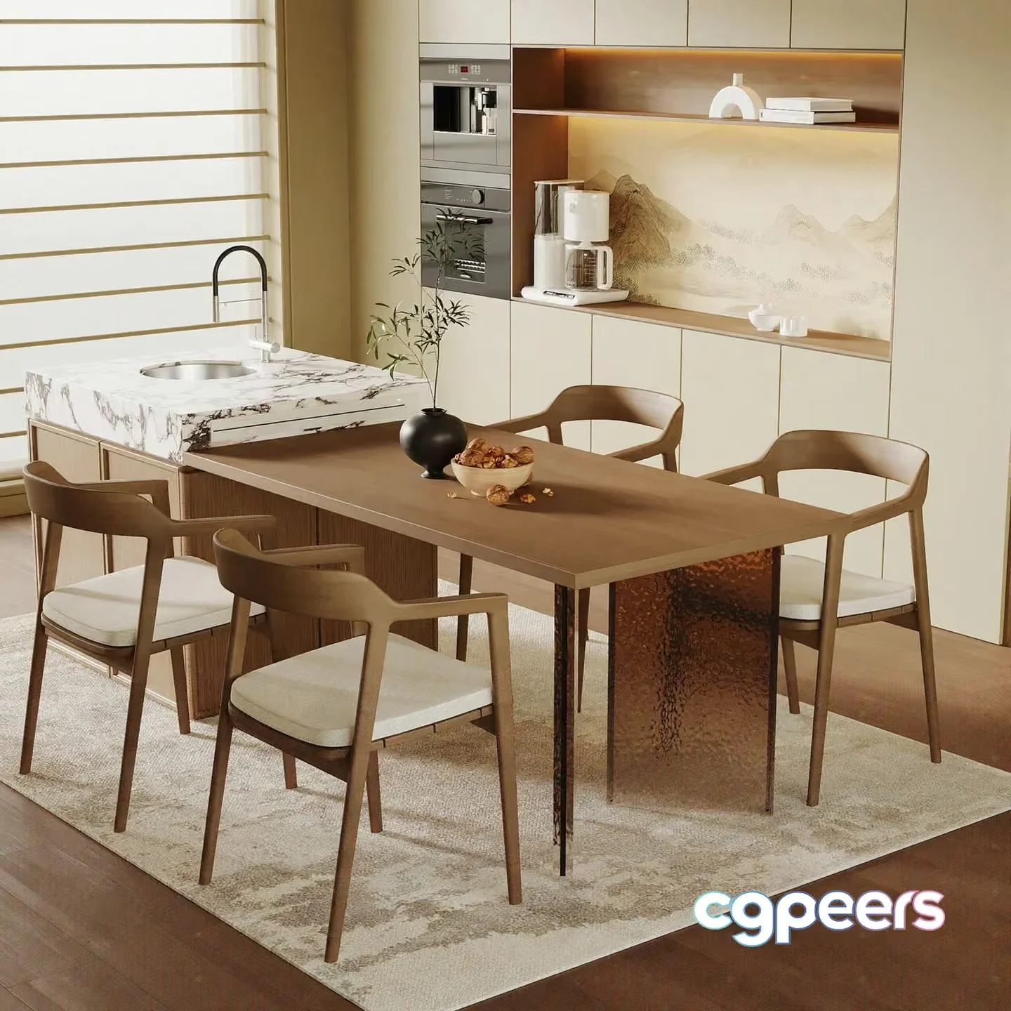 Modern Dining Table 3D Model – 16827 – VRAY Render