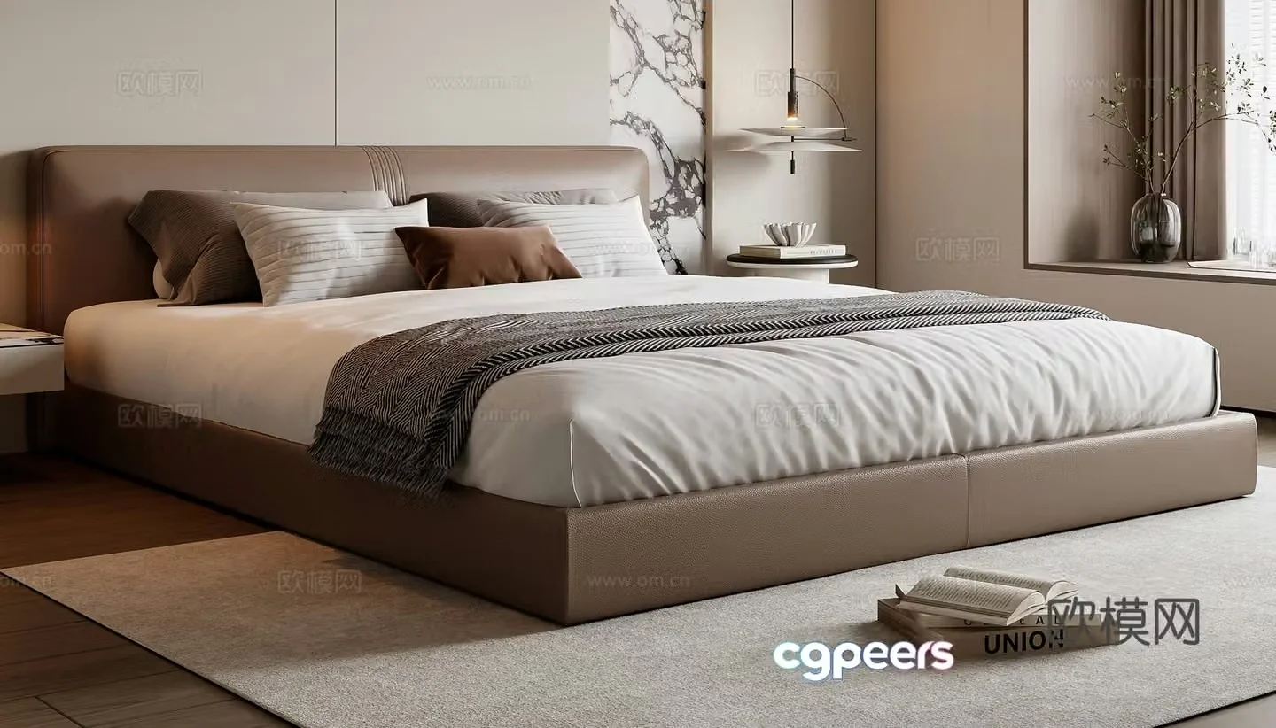 Italian double bed 3d model