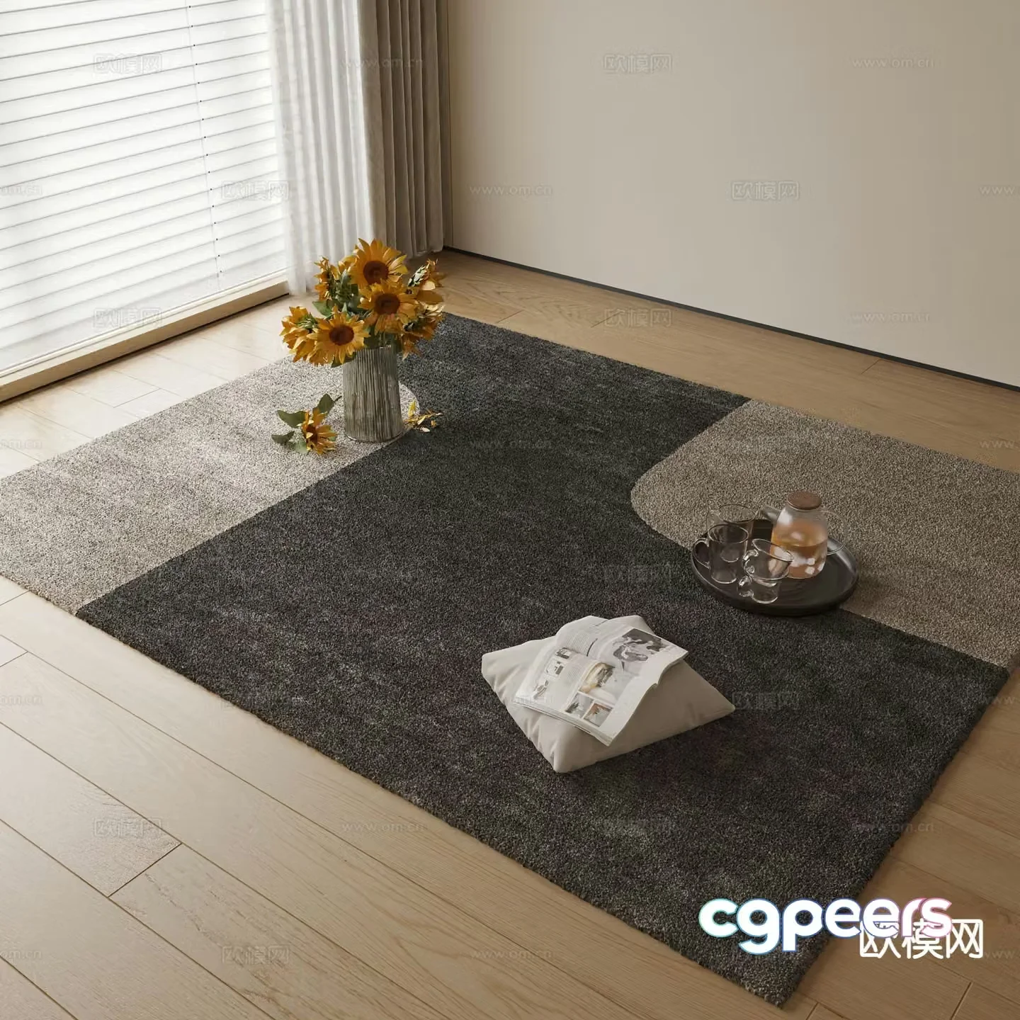 abstract carpet square rug 3d model