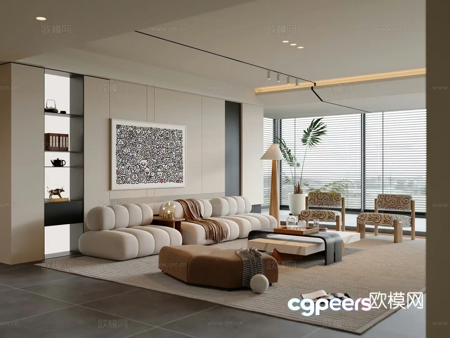 Middle-aged living room 3d model