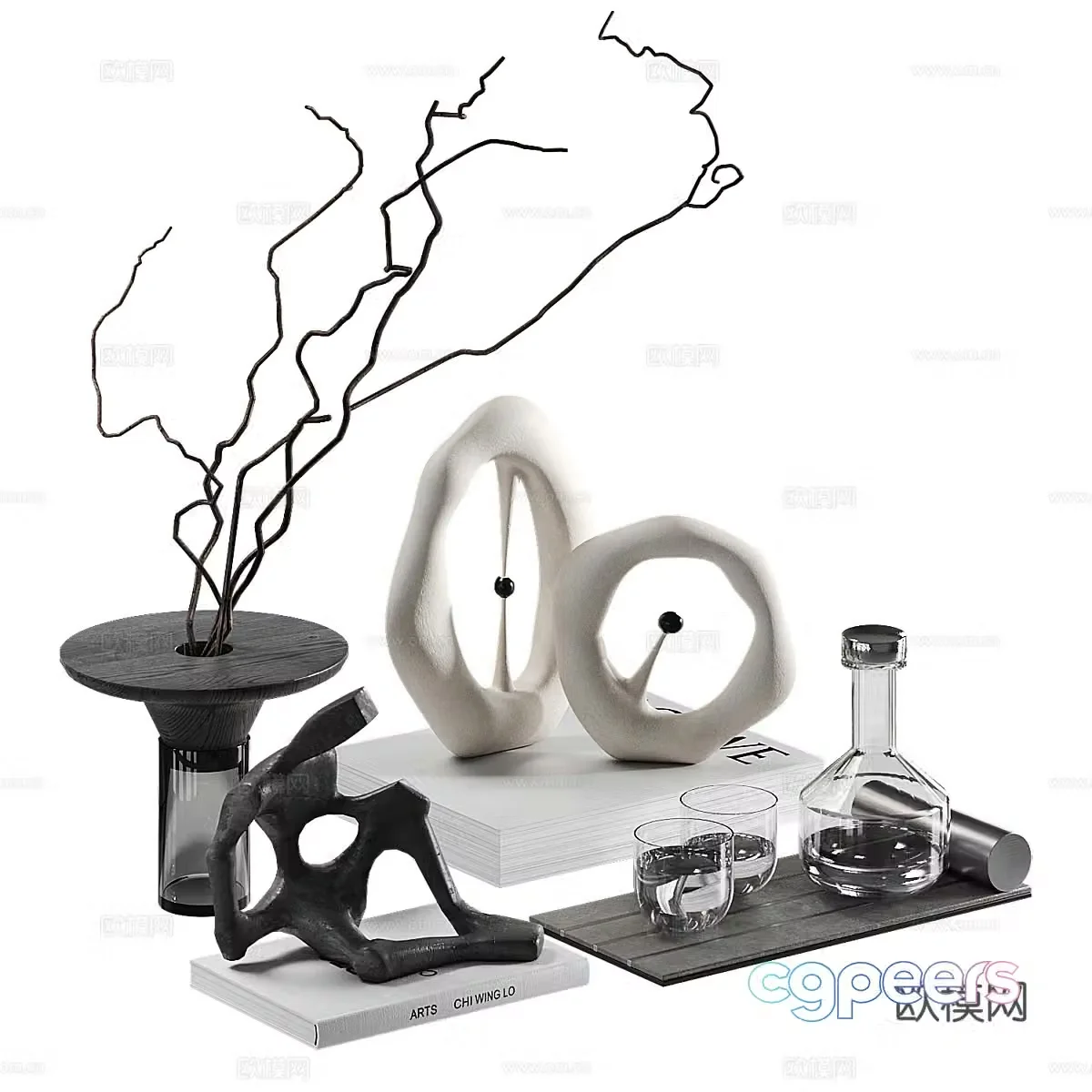 Modern jewelry ornament combination 3D model