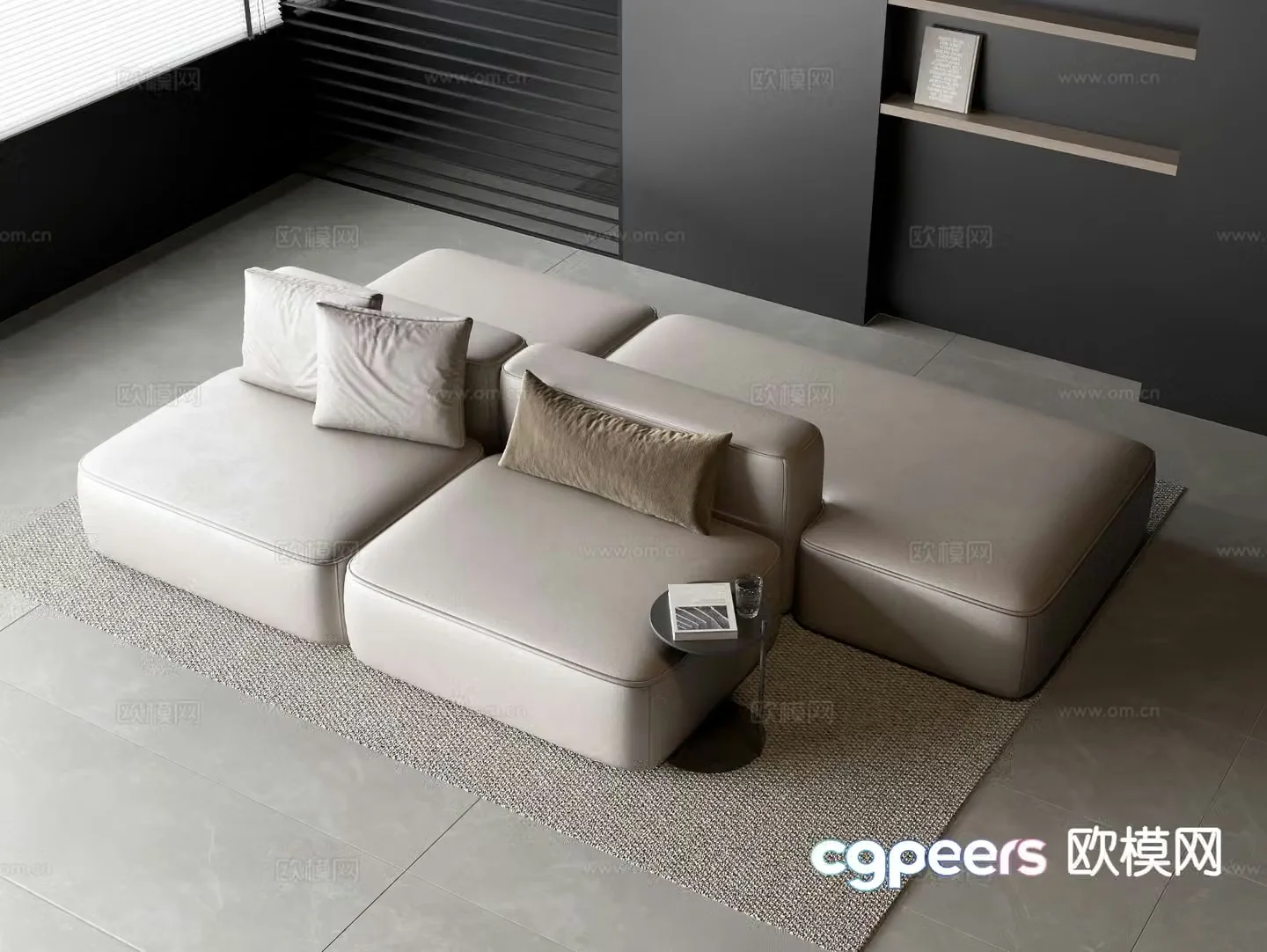 Multi-person sofa module sofa 3d model