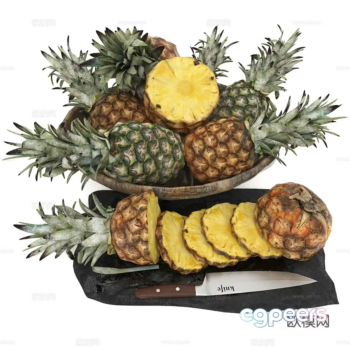 Pineapple fruit platter 3d model