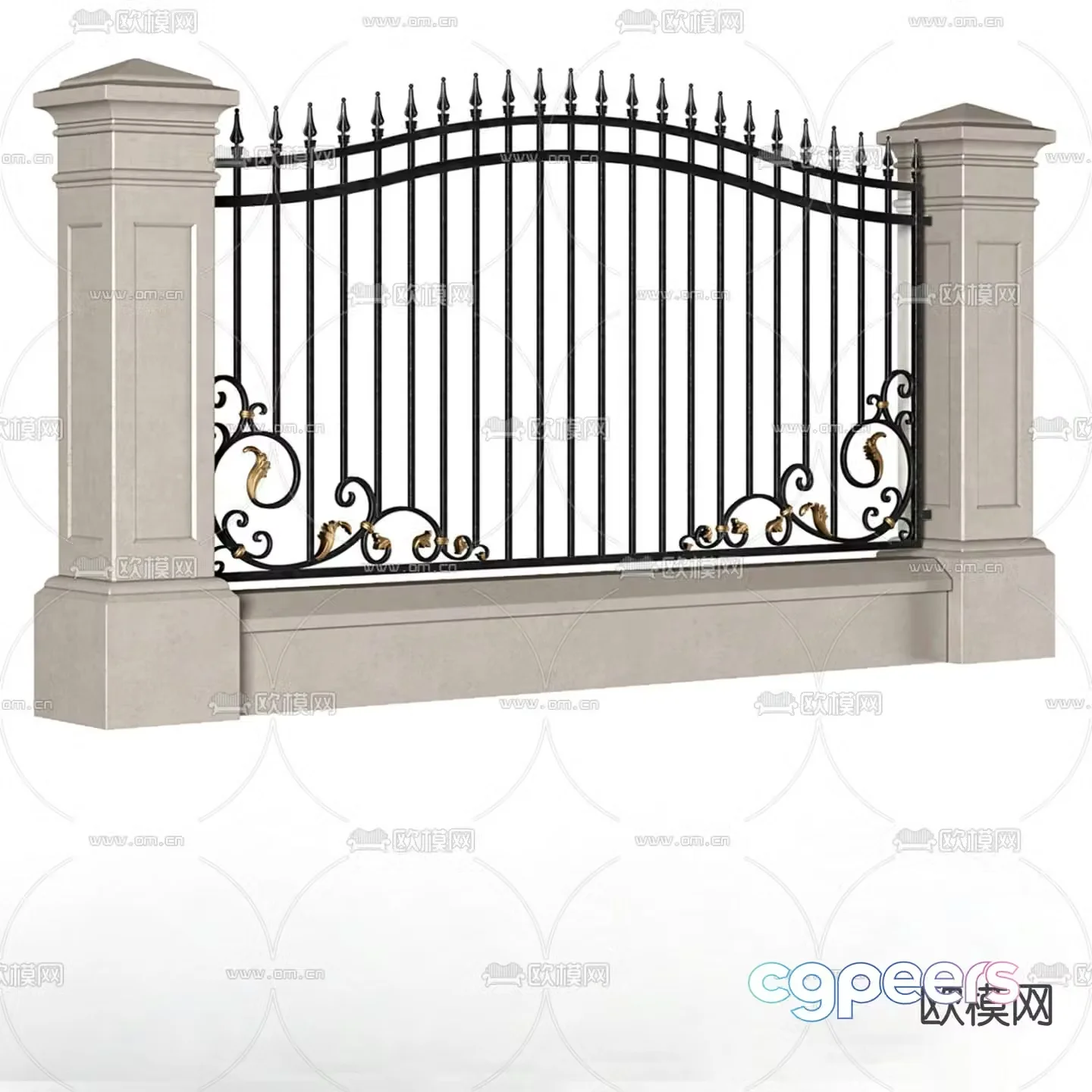 European fence Fence Wrought Wrought Fence 3D Model