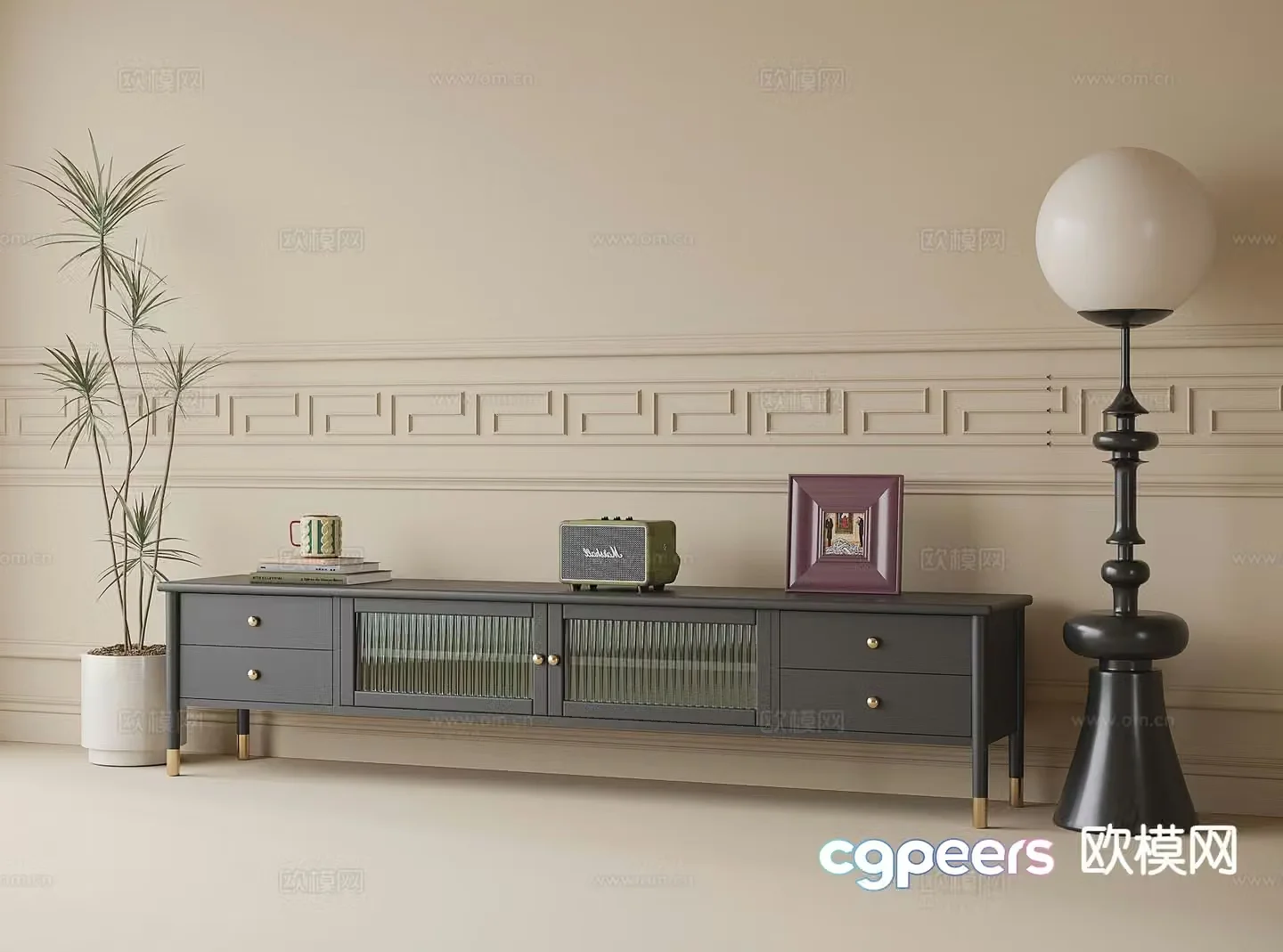 French TV cabinet 3d model