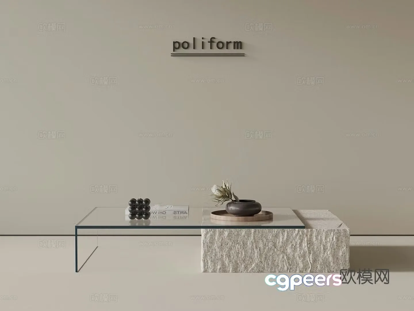 Modern simple coffee table Square coffee table 3D model