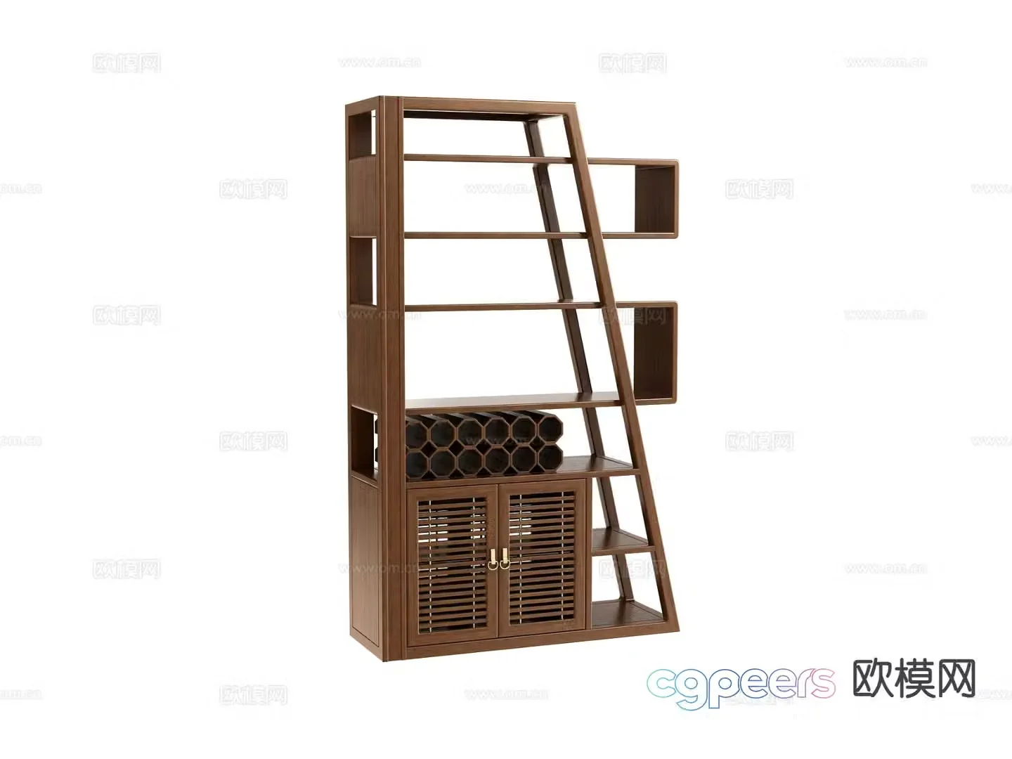 New Chinese style wine cabinet finished wine cabinet 3d model