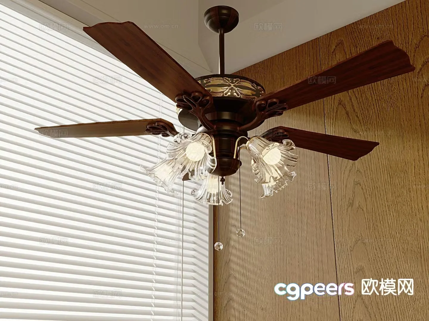 American retro fan light 3d model