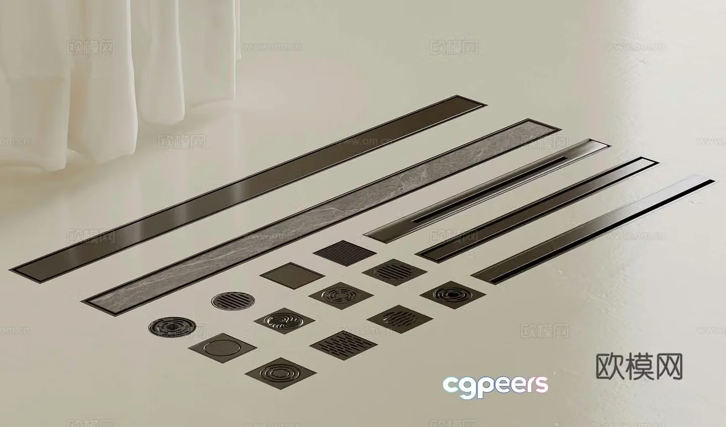 Seamless floor drain strip floor drain square floor drain 3d model