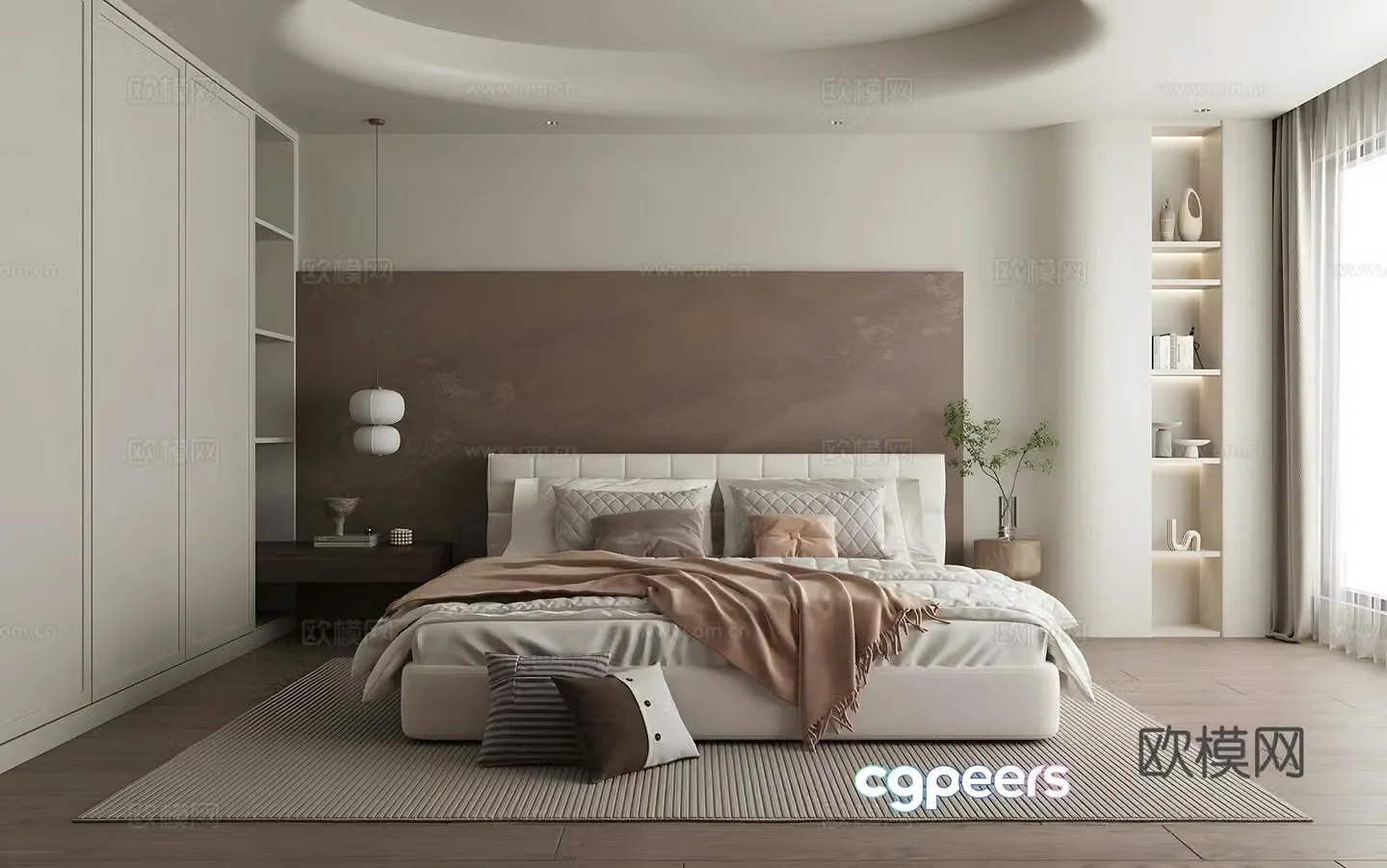 Modern home bedroom Wasabi style bedroom Minimalist style bedroom Secondary bedroom Leather bedroom Bed 3D model