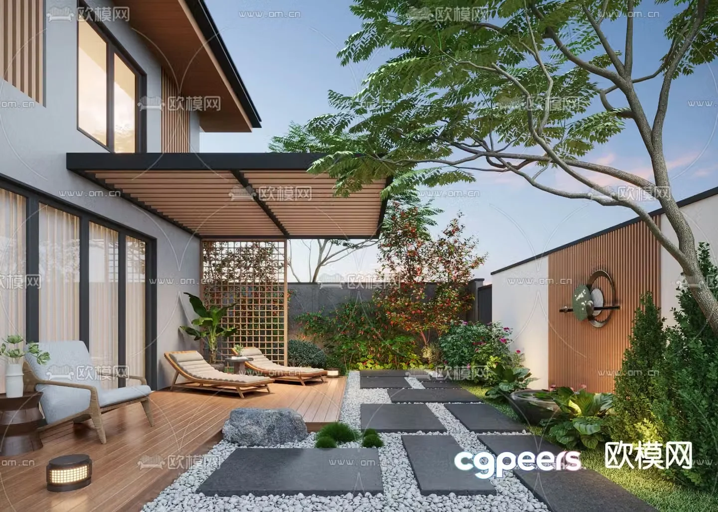 Home courtyard villa courtyard 3d model