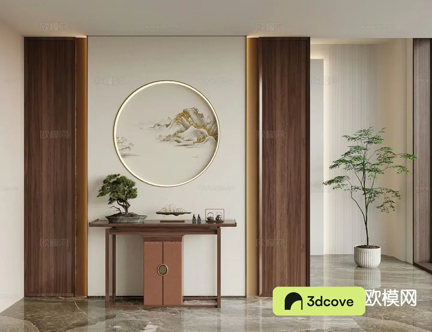 New Chinese-style end view terrace and entrance terrace