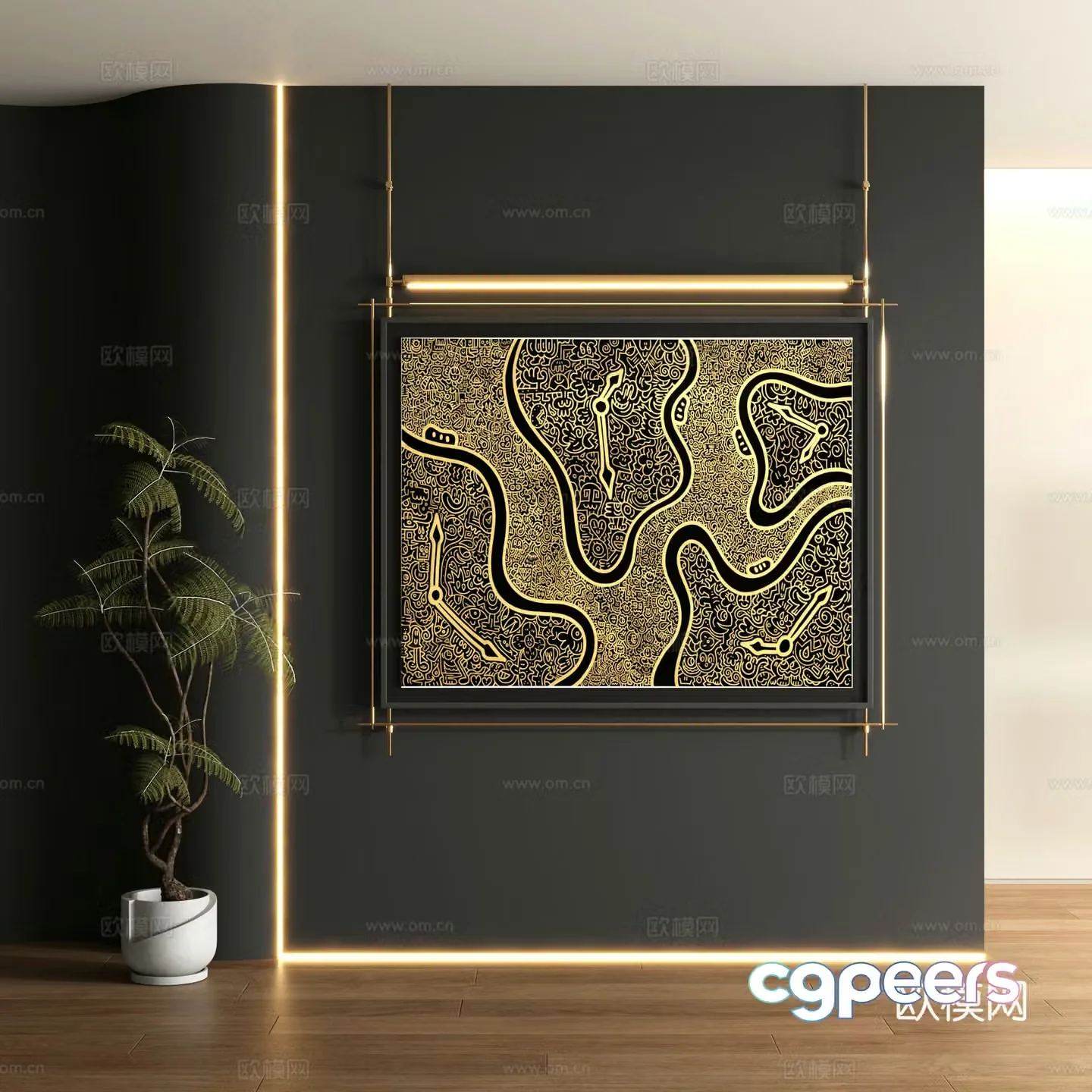 Modern graffiti decorative painting 3d model