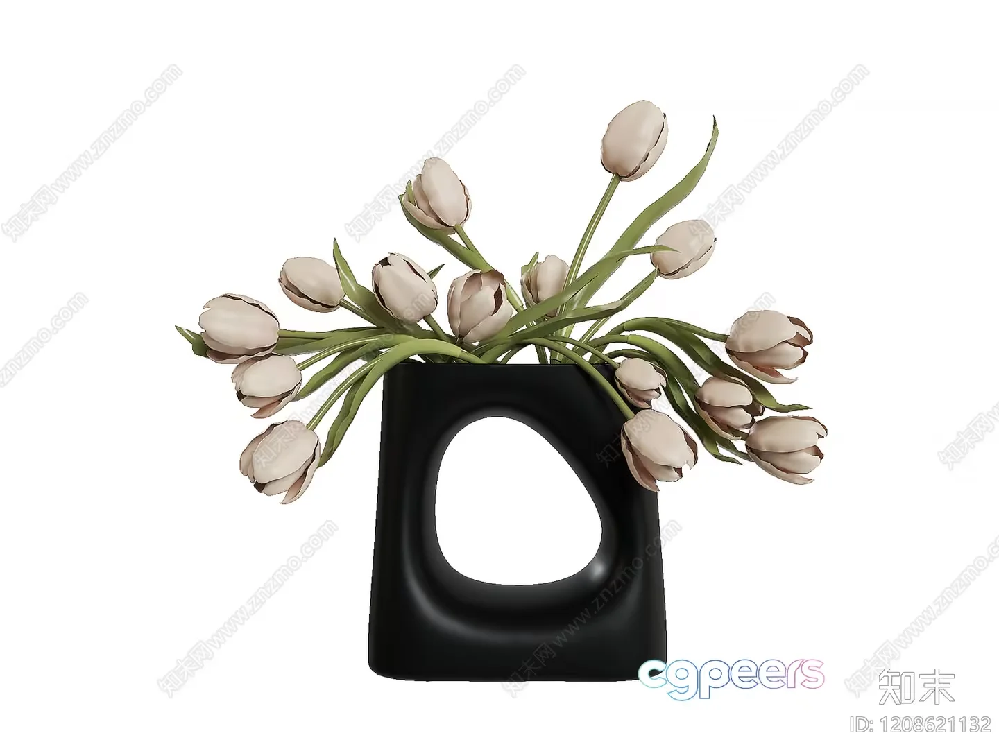 Modern Vase With Flowers 3D Model – 9104 – VRAY Render