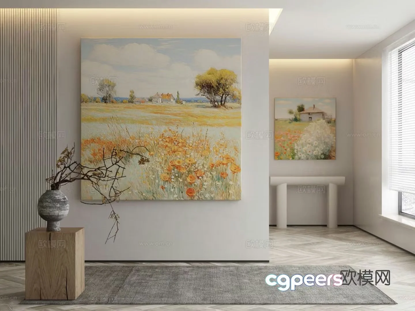 Modern landscape painting decorative painting 3d model