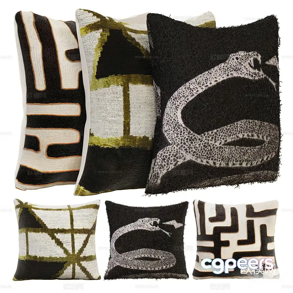 Modern dark style light luxury pillow 3D model