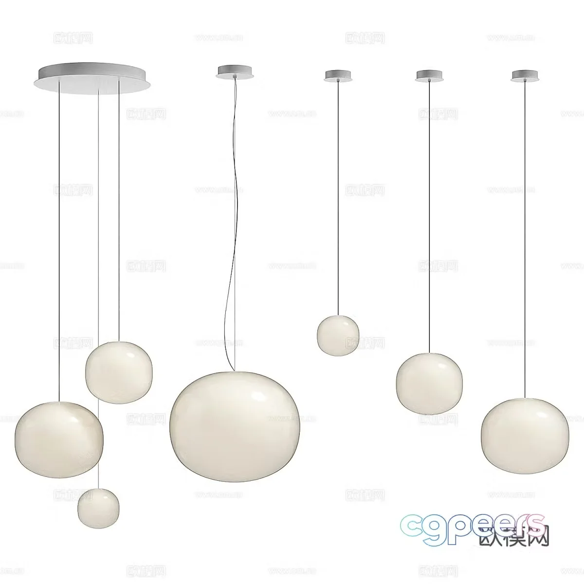 Modern minimalist cream style decorative small chandelier 3d model