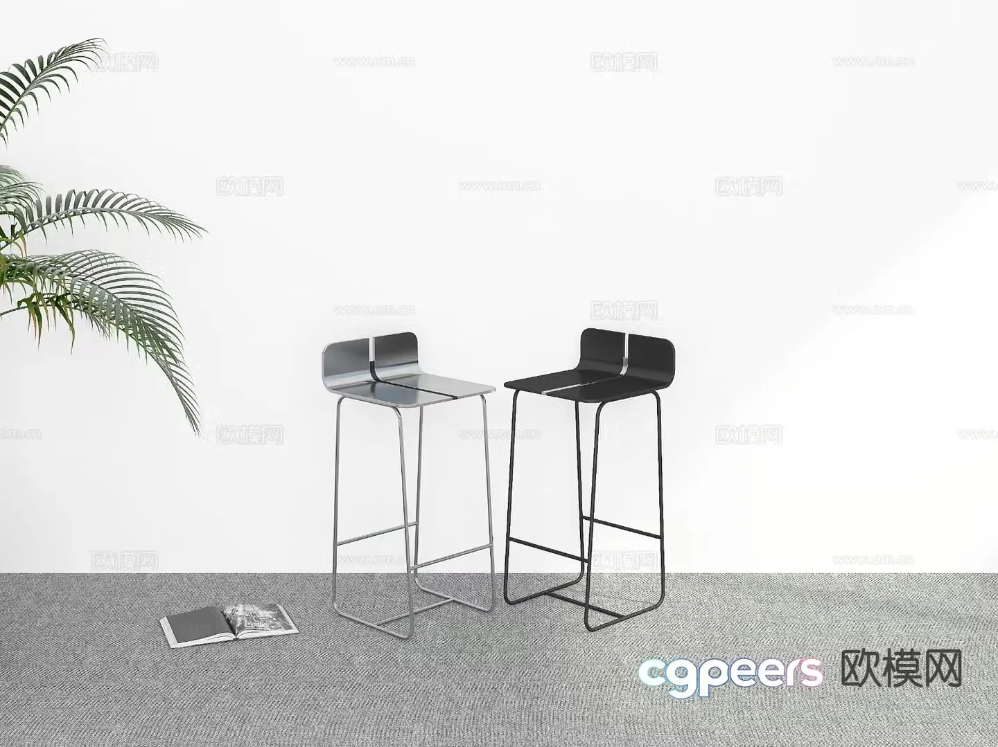 Modern bar stool bar stool high stool 3d model
